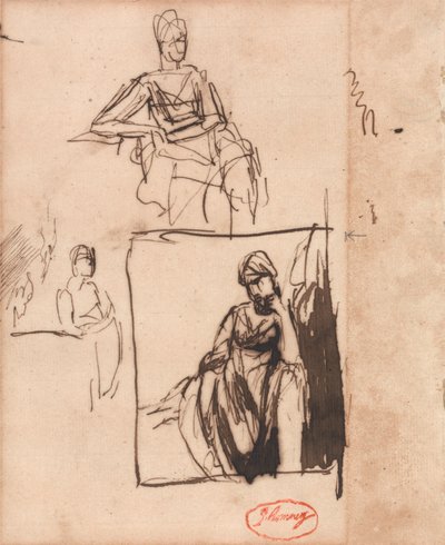 Mujer sentada - Tres poses de George Romney
